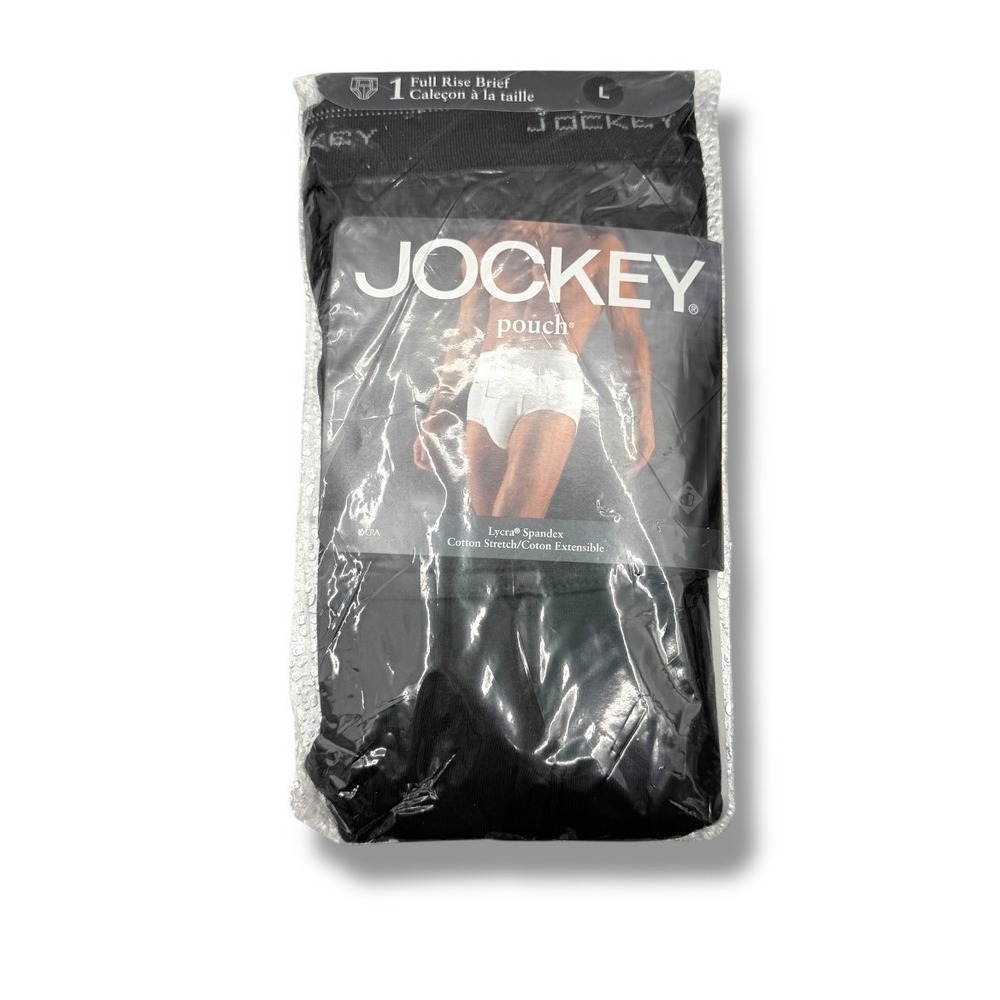 Jockey NWT 1999 Pouch Full Rise Brief Men's Large Black Cotton Stretch